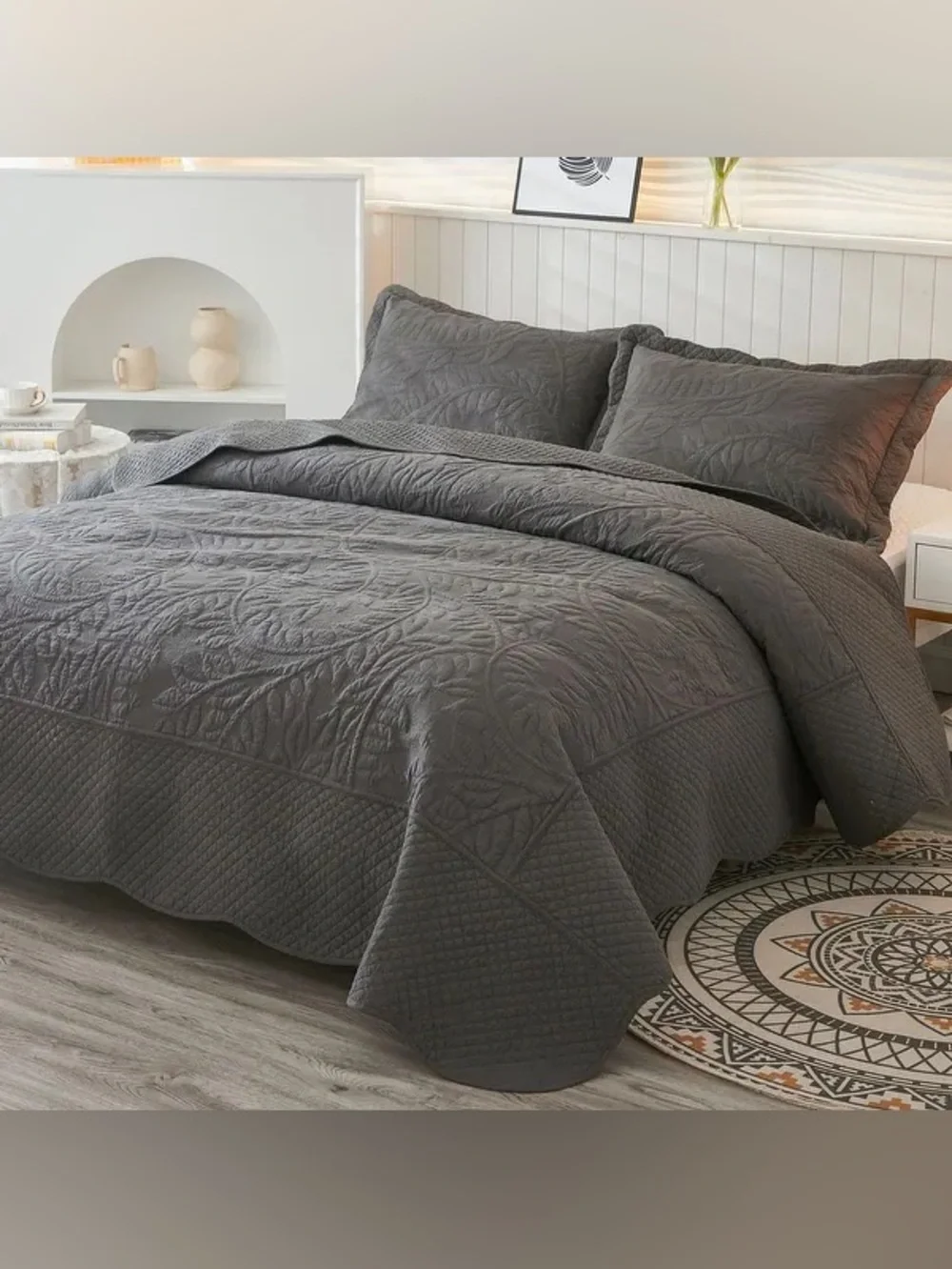 3 Piece Cotton Oversized Bedspread Quilt Set